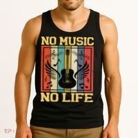 No Music No Life Musical Notes Musician Tank Top thumb 3