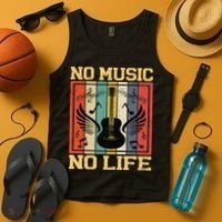 No Music No Life Musical Notes Musician Tank Top thumb 4