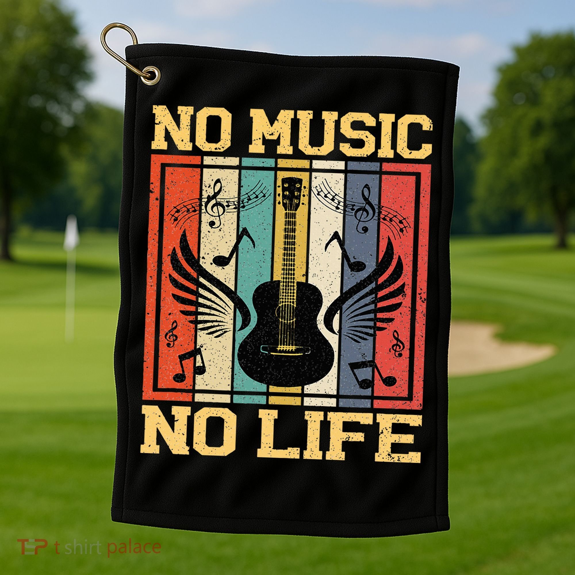 No Music No Life Musical Notes Musician Golf Towel