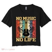 No Music No Life Musical Notes Musician Women's Crop Top Tee thumb 0