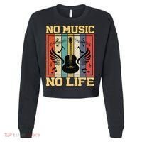 No Music No Life Musical Notes Musician Cropped Pullover Crew thumb 0
