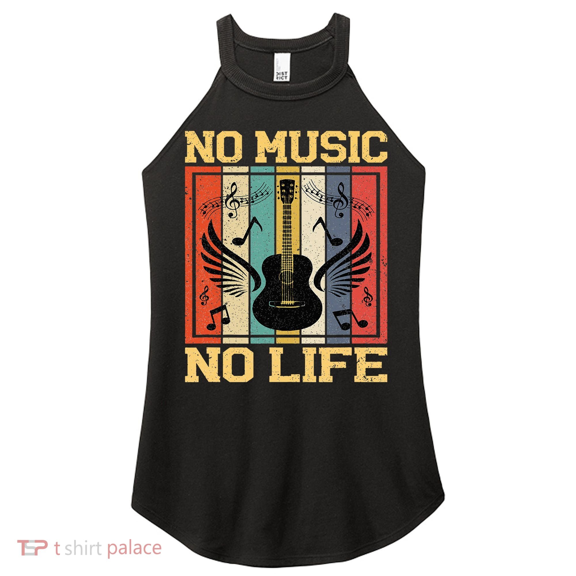No Music No Life Musical Notes Musician Women's Perfect Tri Rocker Tank