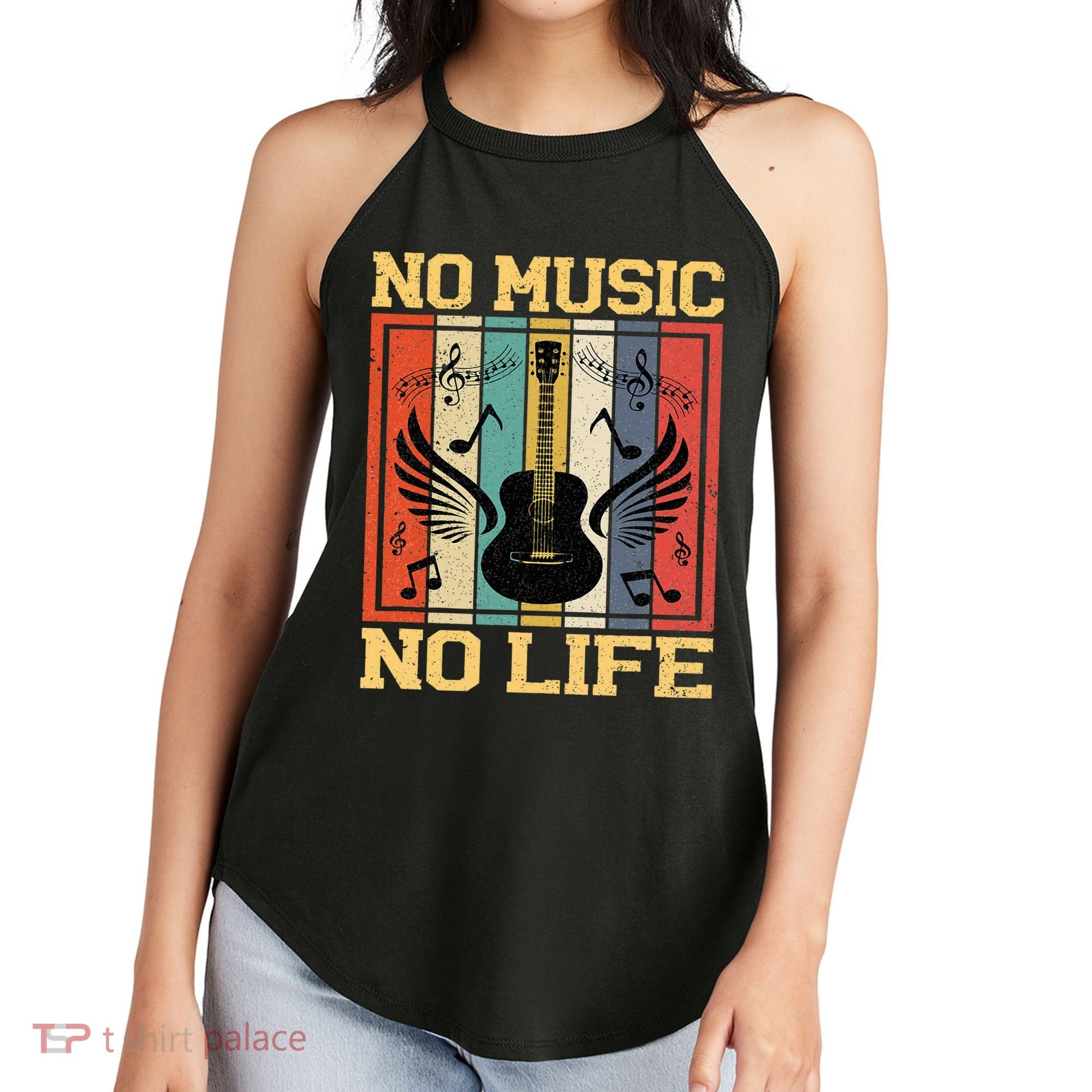 No Music No Life Musical Notes Musician Women's Perfect Tri Rocker Tank