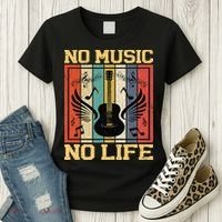 No Music No Life Musical Notes Musician Women's T-Shirt thumb 3