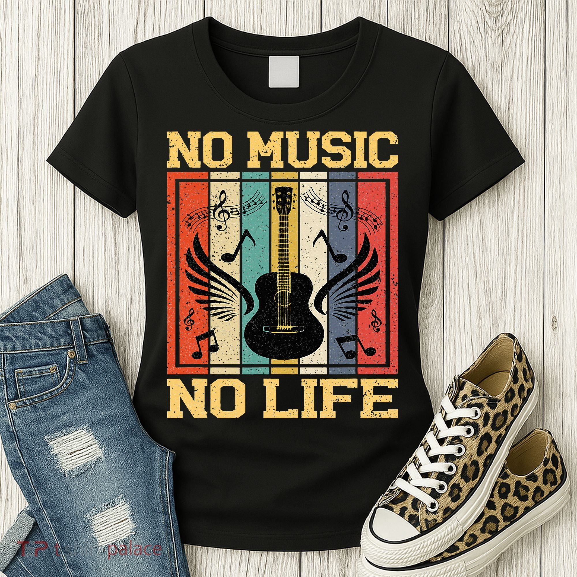 No Music No Life Musical Notes Musician Women's T-Shirt
