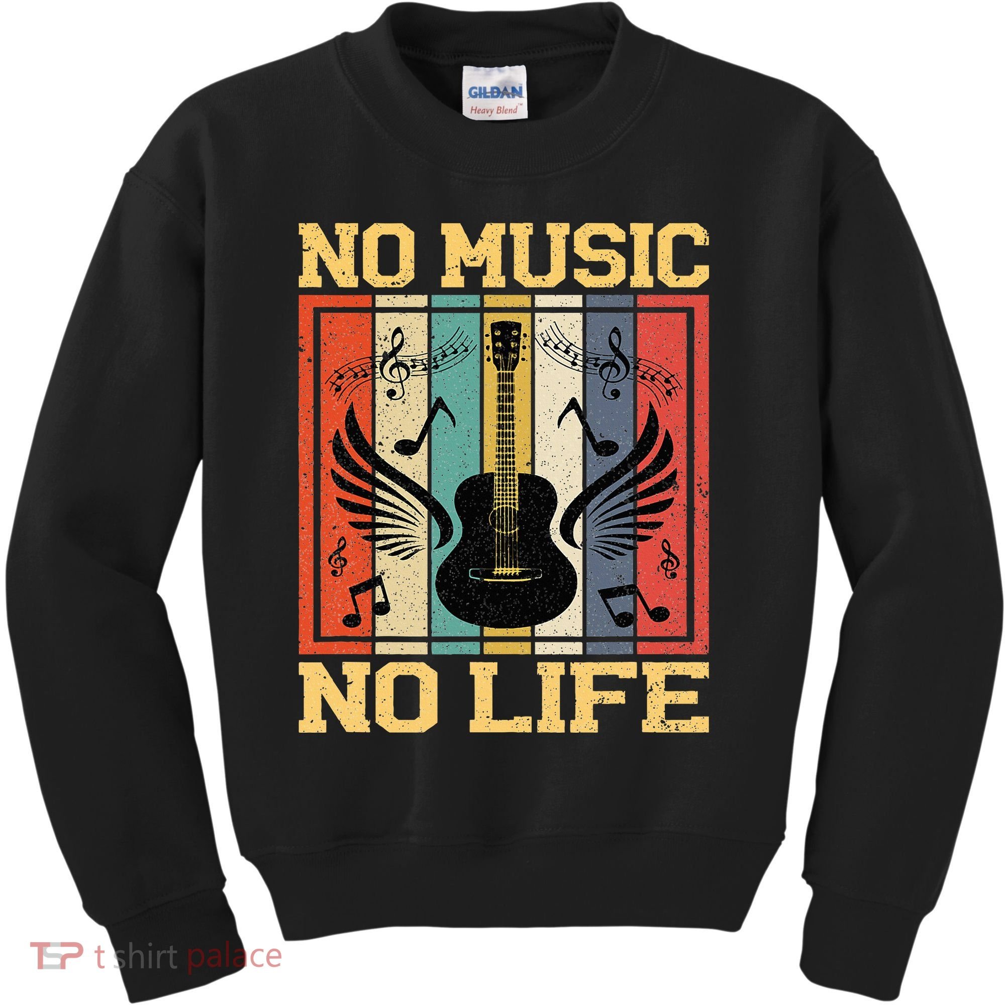 No Music No Life Musical Notes Musician Kids Sweatshirt