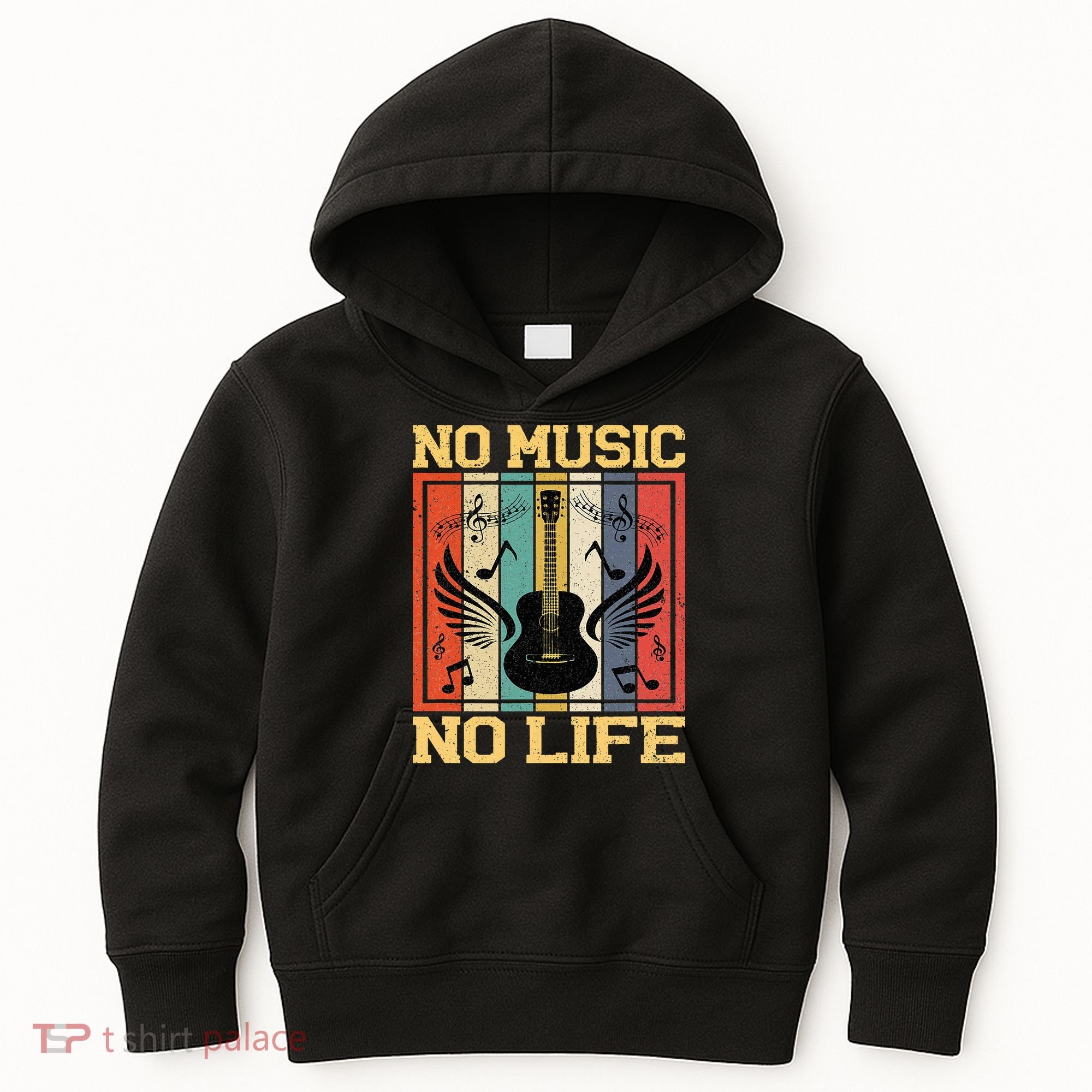 No Music No Life Musical Notes Musician Kids Hoodie