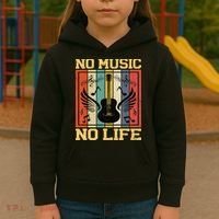 No Music No Life Musical Notes Musician Kids Hoodie thumb 3