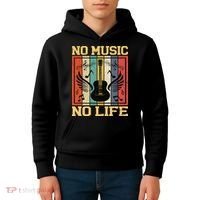 No Music No Life Musical Notes Musician Kids Hoodie thumb 4