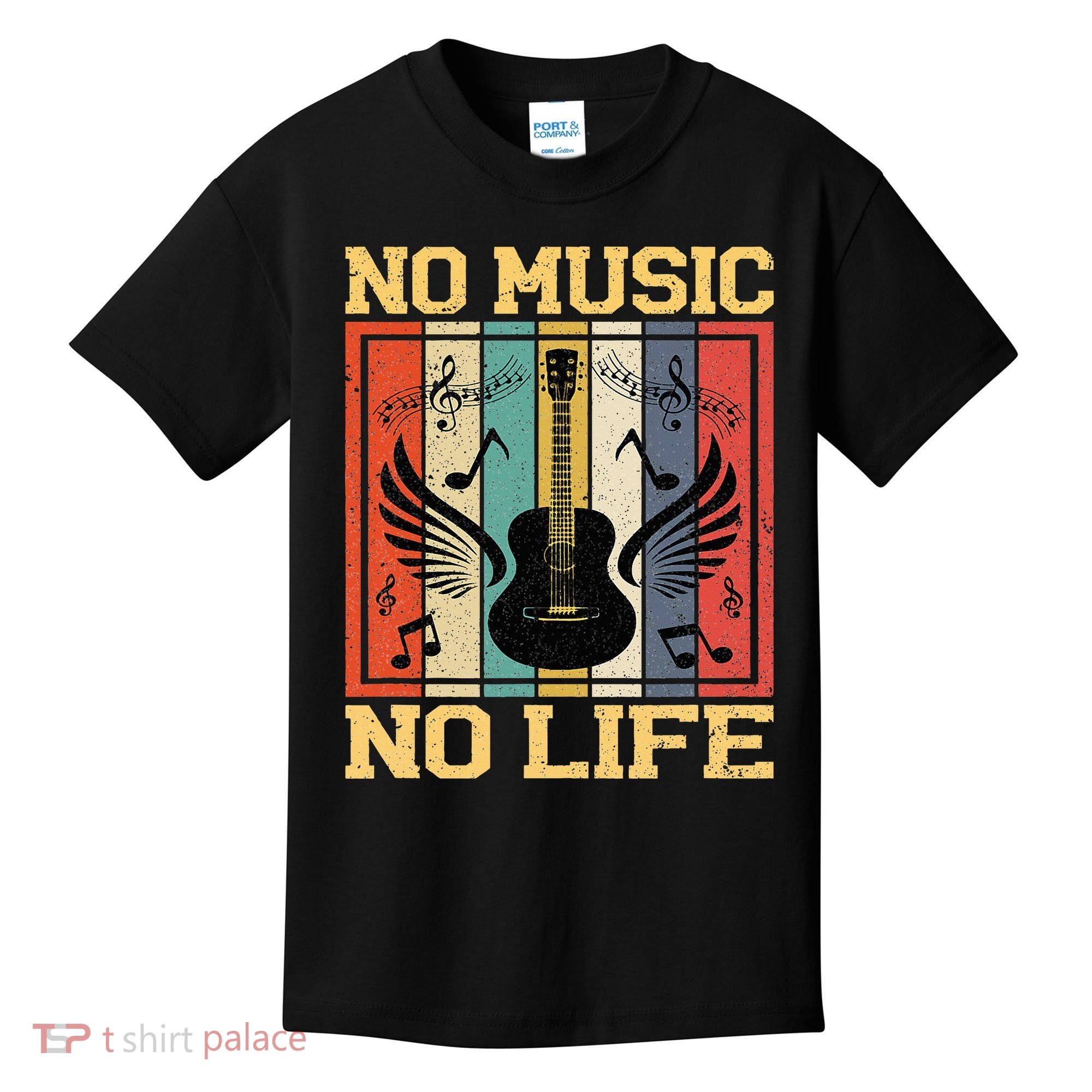 No Music No Life Musical Notes Musician Kids T-Shirt