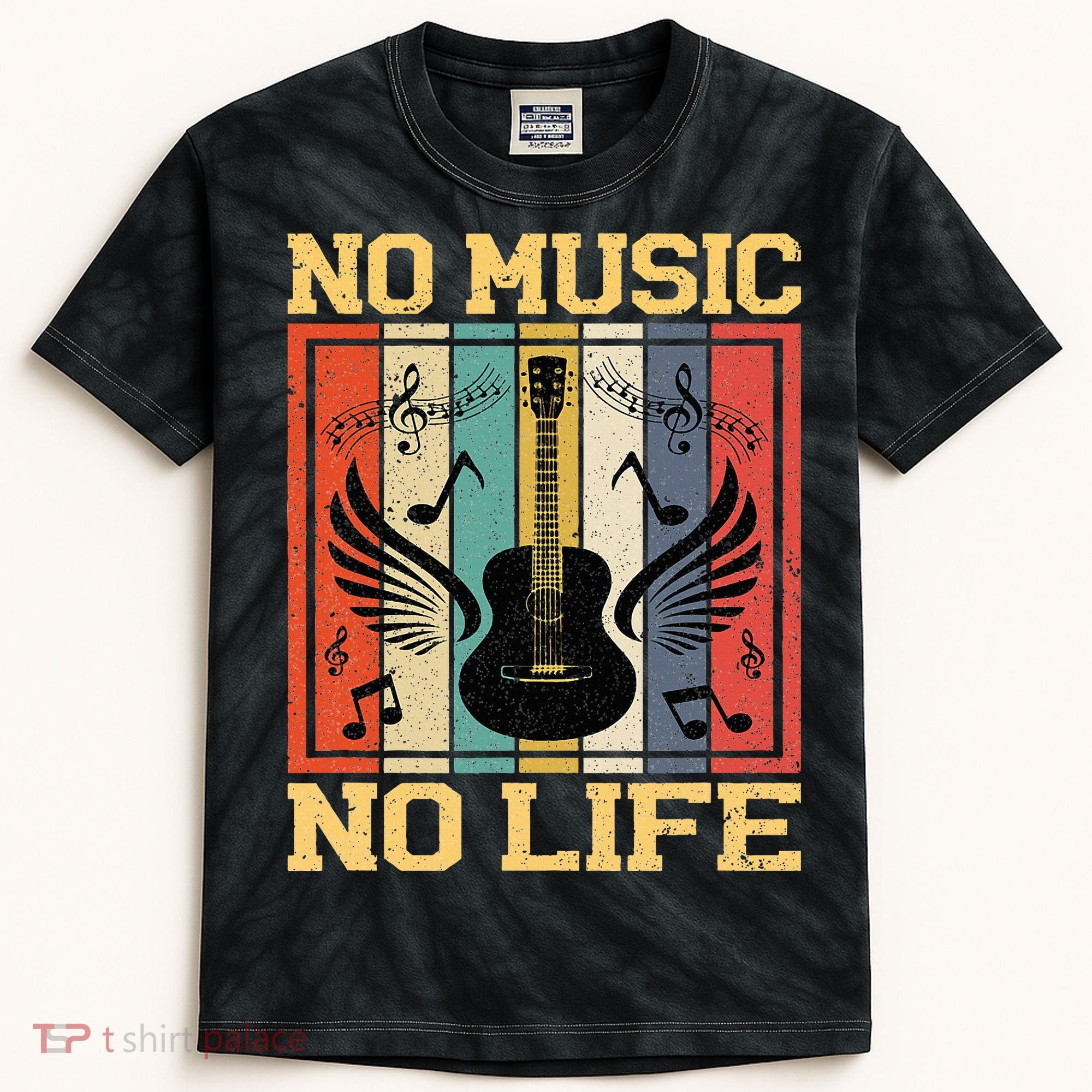 No Music No Life Musical Notes Musician Kids Tie-Dye T-Shirt
