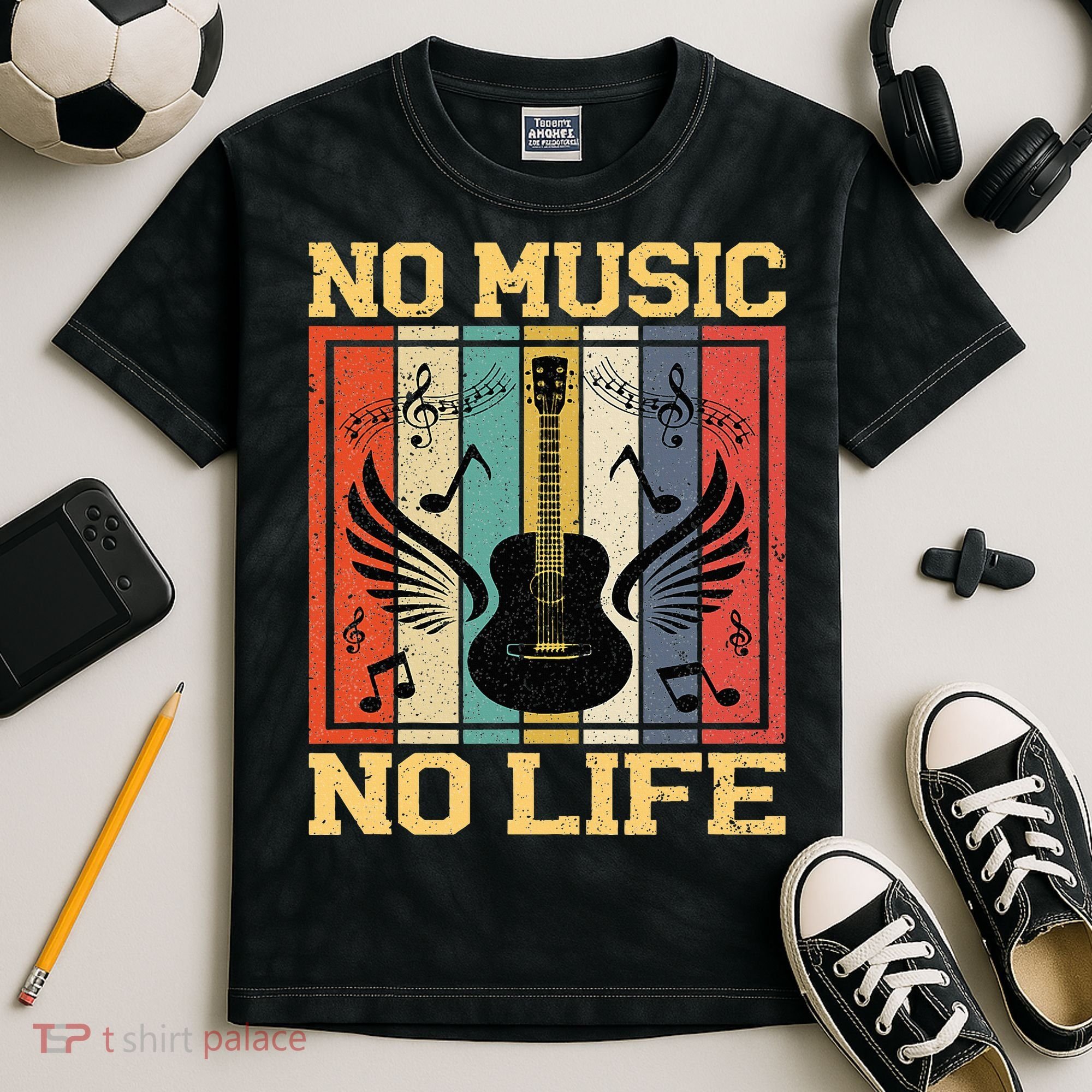 No Music No Life Musical Notes Musician Kids Tie-Dye T-Shirt