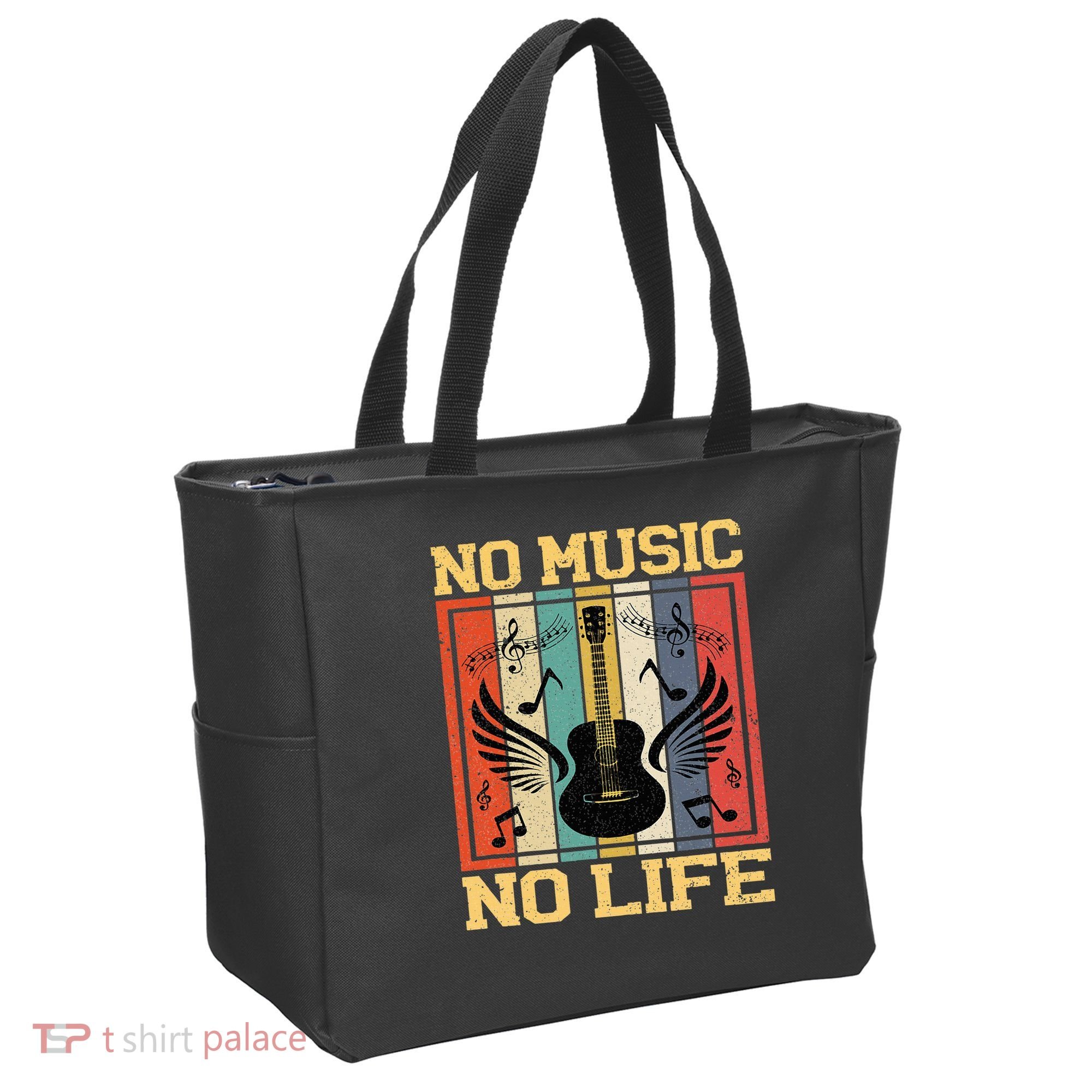 No Music No Life Musical Notes Musician Tote Bag