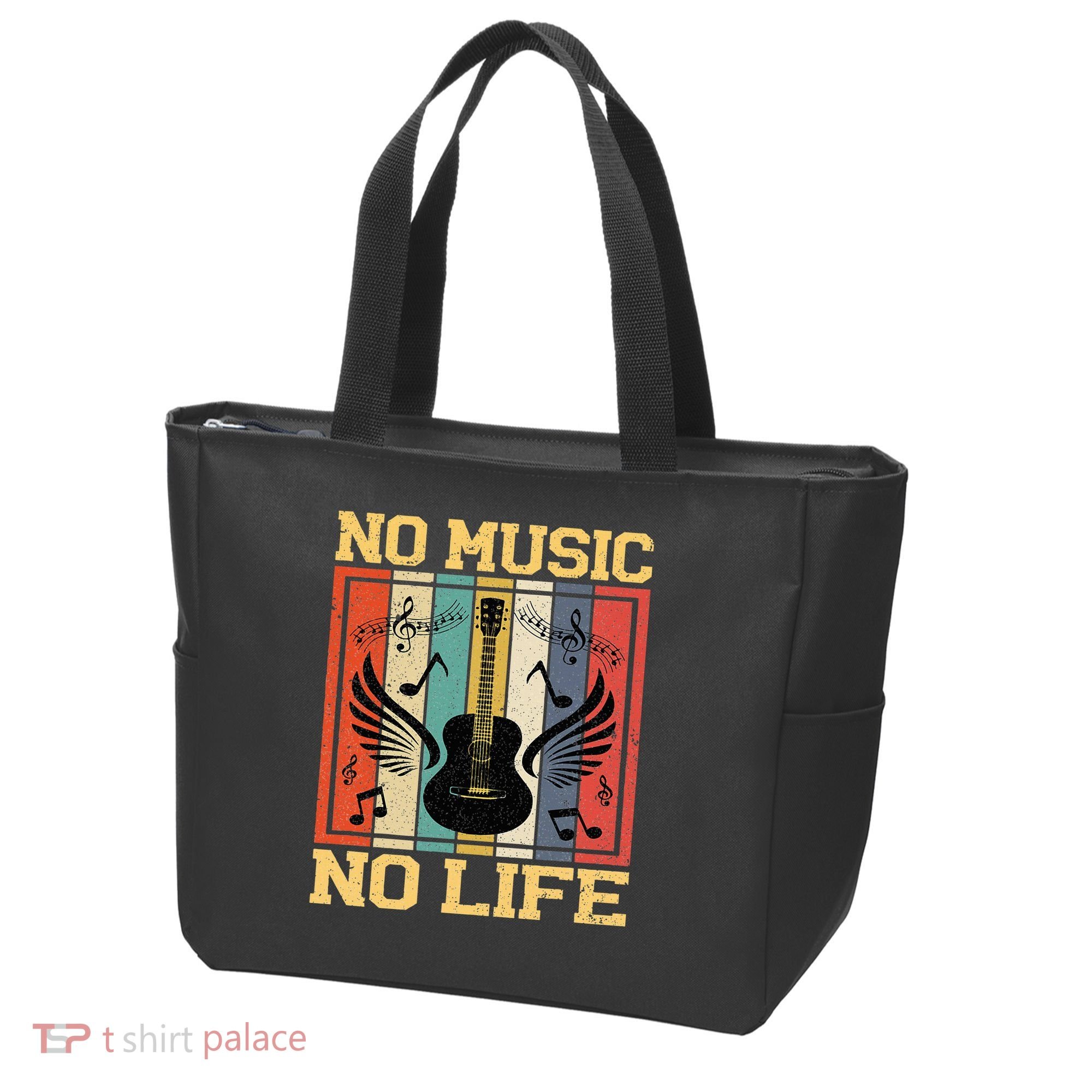 No Music No Life Musical Notes Musician Tote Bag