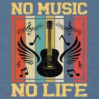 No Music No Life Musical Notes Musician Garment-Dyed Sweatshirt thumb 2