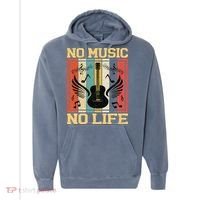 No Music No Life Musical Notes Musician Comfort Colors Garment-Dyed Hooded Sweatshirt thumb 0