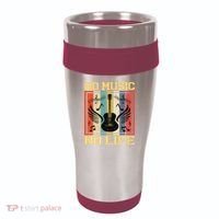 No Music No Life Musical Notes Musician 16oz Travel Tumbler thumb 0