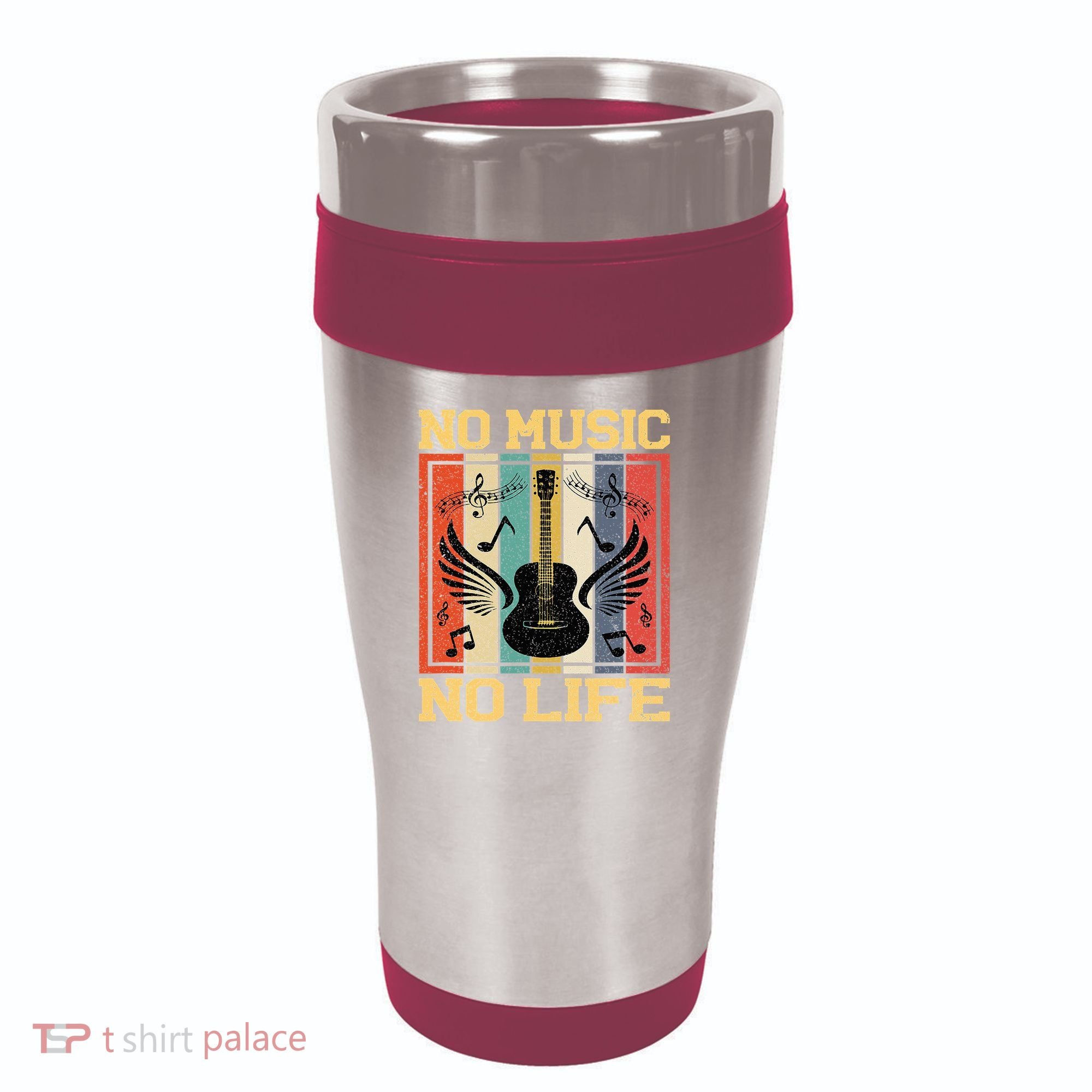 No Music No Life Musical Notes Musician 16oz Travel Tumbler