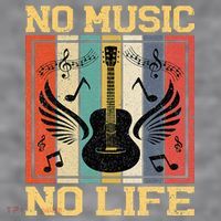 No Music No Life Musical Notes Musician Women's Racerback Cropped Tank thumb 2
