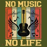 No Music No Life Musical Notes Musician The Baniff Cuffed Pom Beanie thumb 2