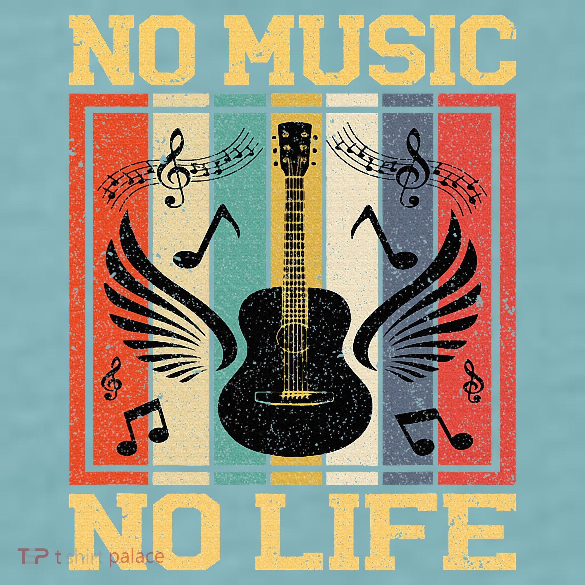 No Music No Life Musical Notes Musician Sueded Cloud Jersey T-Shirt