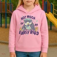 Not Much Of An Early Bird Owl Kids Hoodie thumb 3