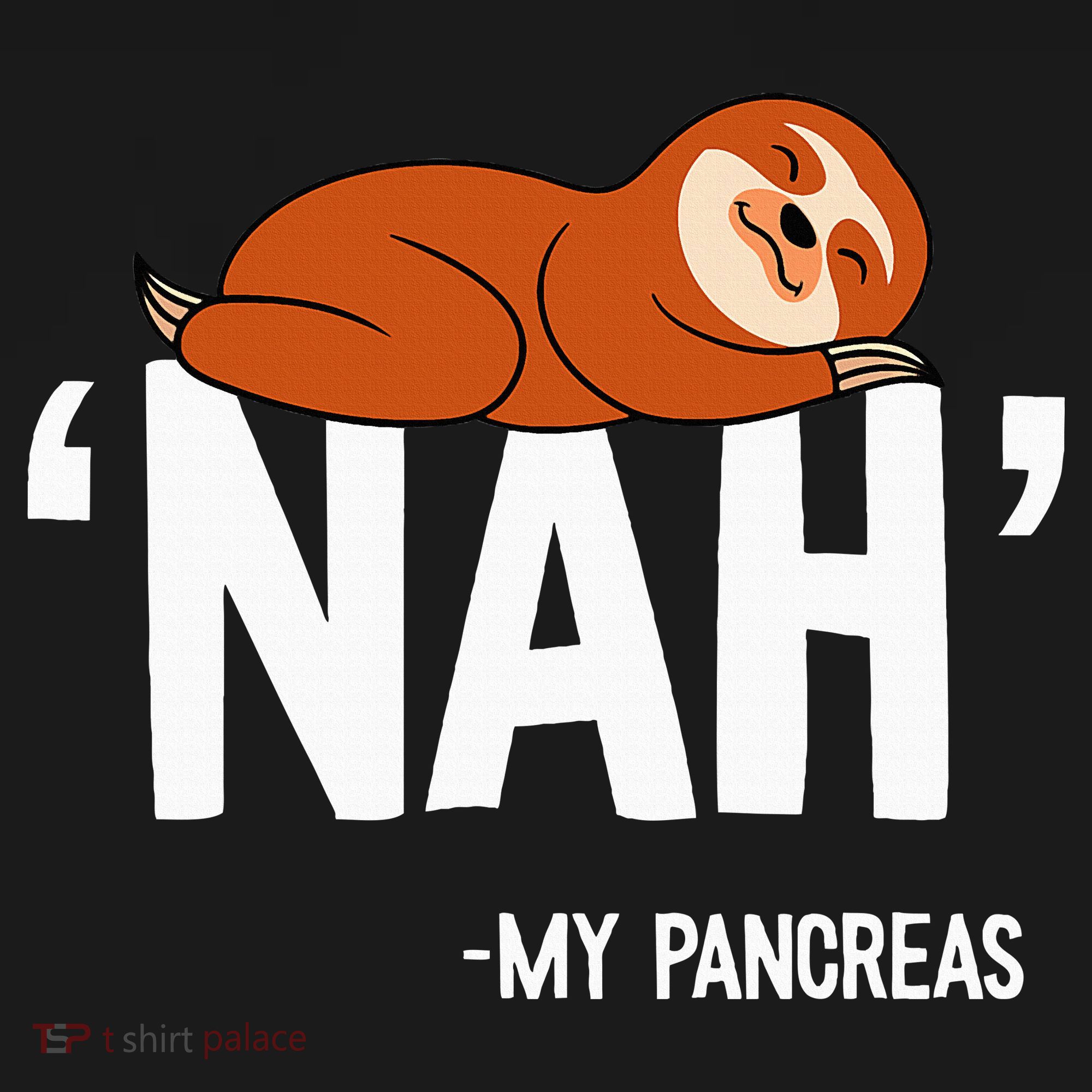 Nah My Pancreas Cute Sloth Type 1 T1D Diabetes Funny Gift T-Shirt