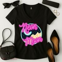 Neon Moon Retro Western 80s 90s Country Women's V-Neck T-Shirt thumb 2