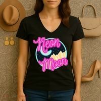 Neon Moon Retro Western 80s 90s Country Women's V-Neck T-Shirt thumb 3