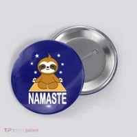 Namaste Meditating Sloth Yoga Namaste Gift Button thumb 0