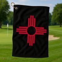 New Mexico State Flag Zia Sun Symbol Golf Towel thumb 1
