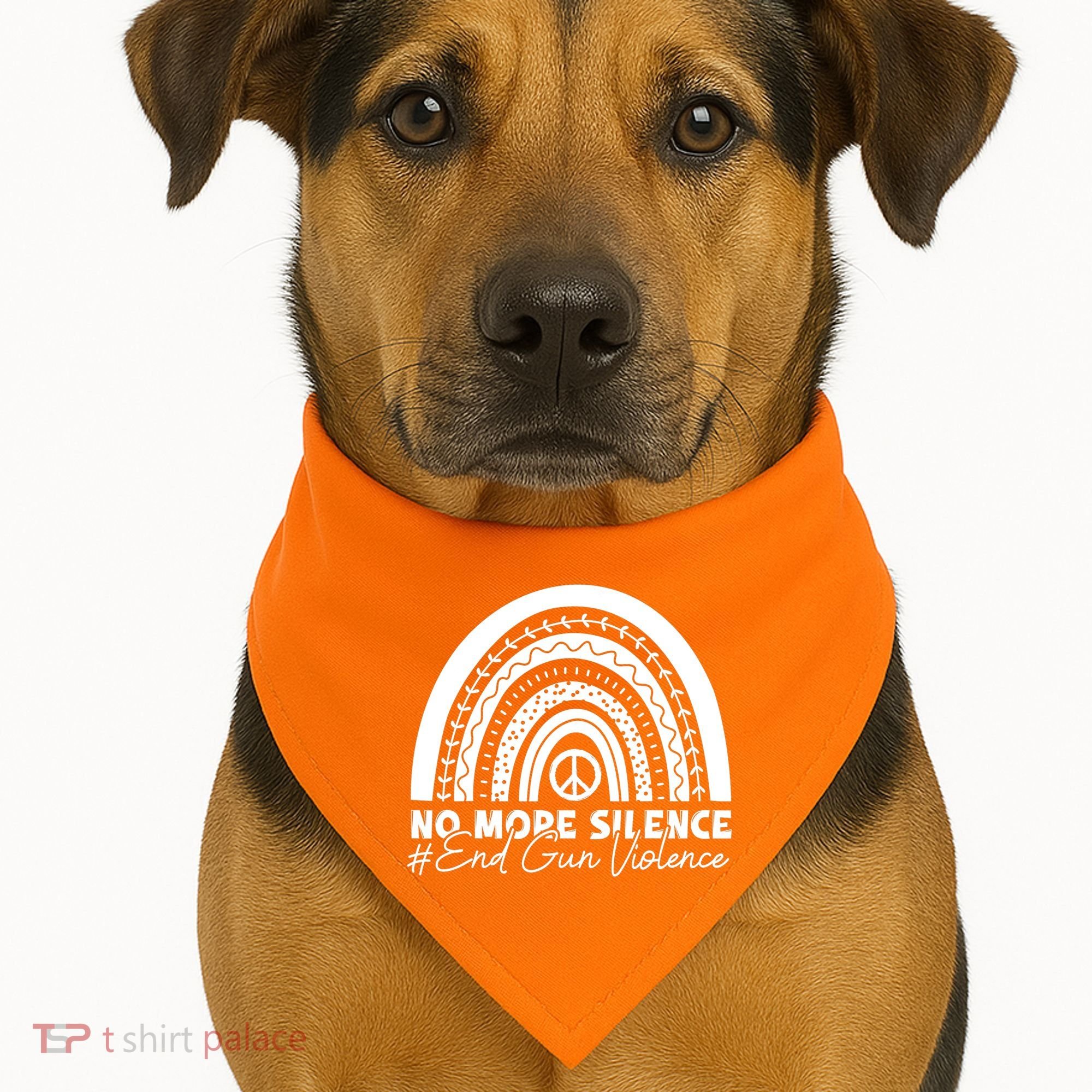 No More Silence End Gun Violence Awareness Day Wear Orange USA-Made Doggie Bandana