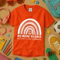No More Silence End Gun Violence Awareness Day Wear Orange Kids T-Shirt thumb 3