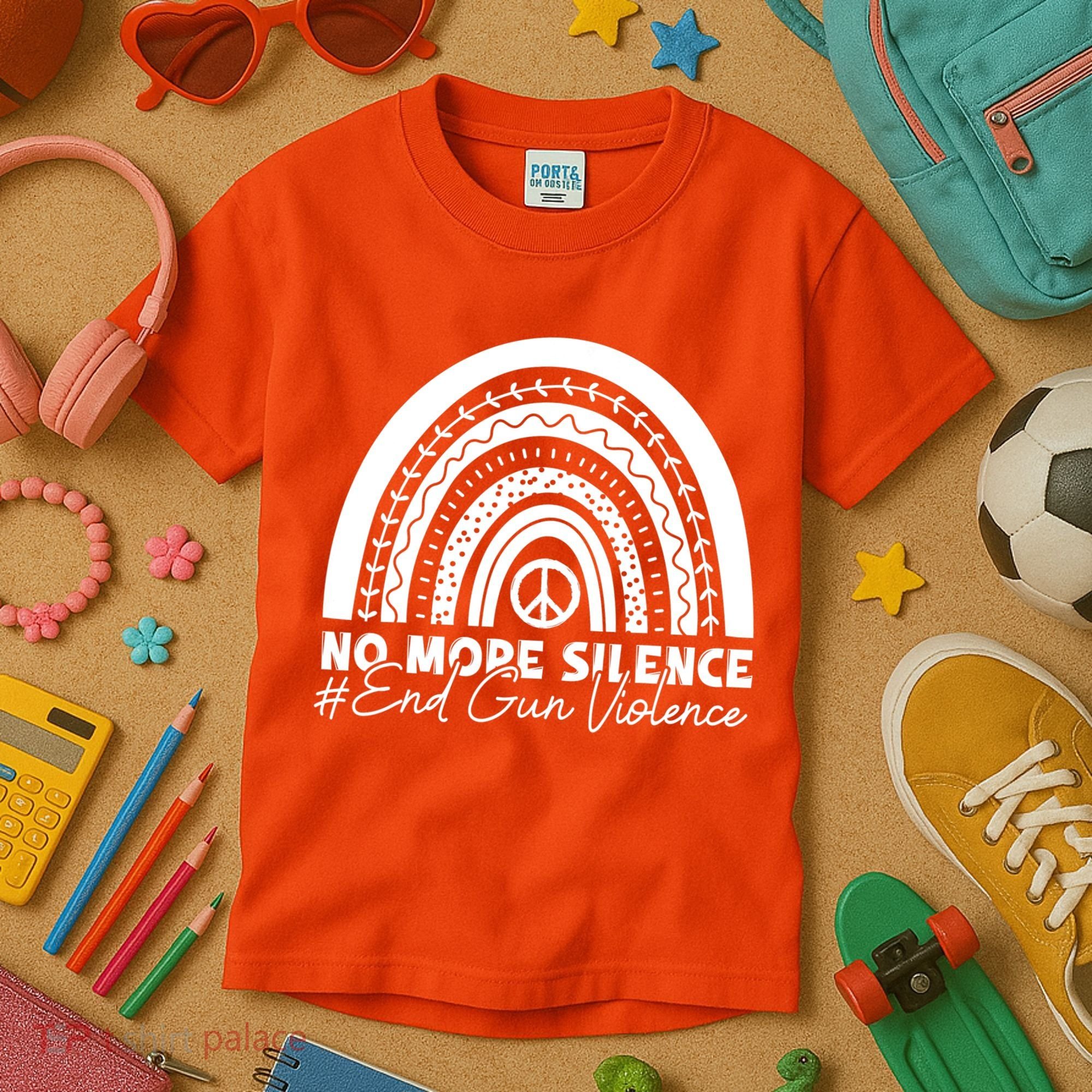 No More Silence End Gun Violence Awareness Day Wear Orange Kids T-Shirt