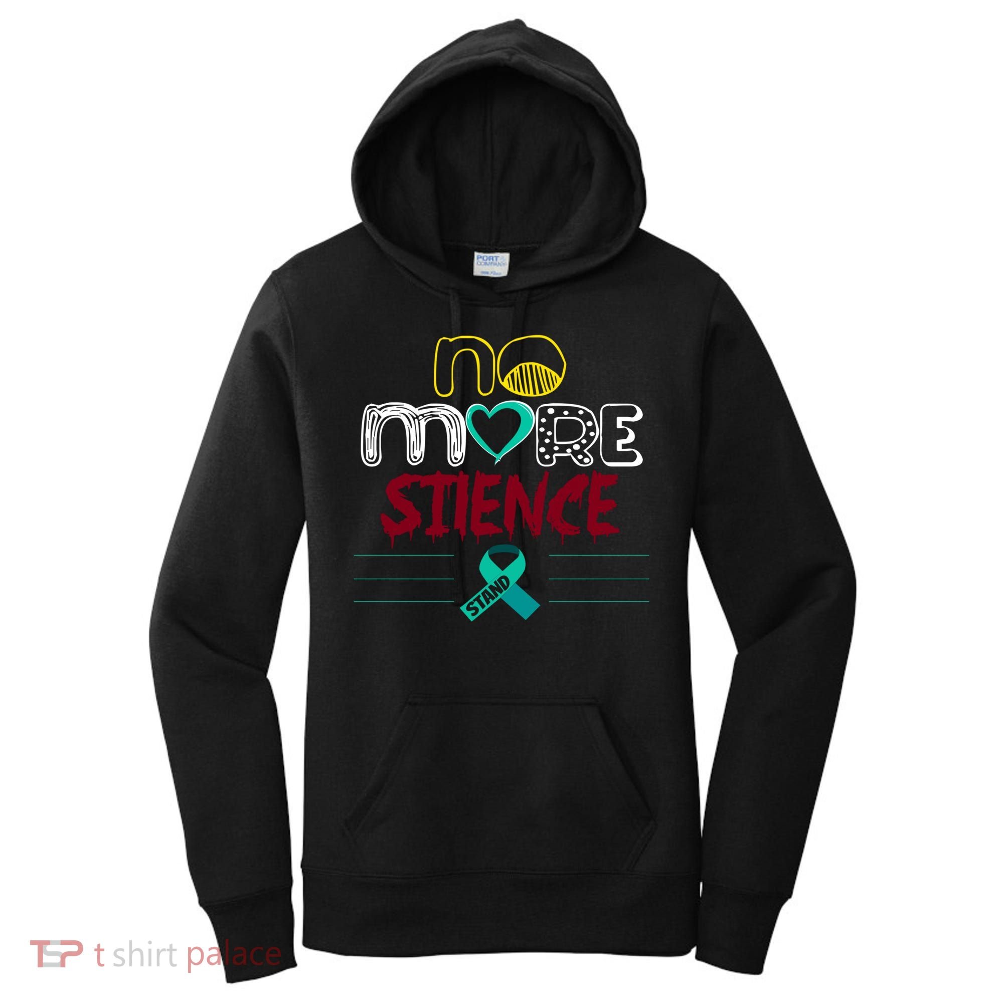 No More Sexual Assault Awareness Gift Teal Ribbon Gift Women's Hoodie