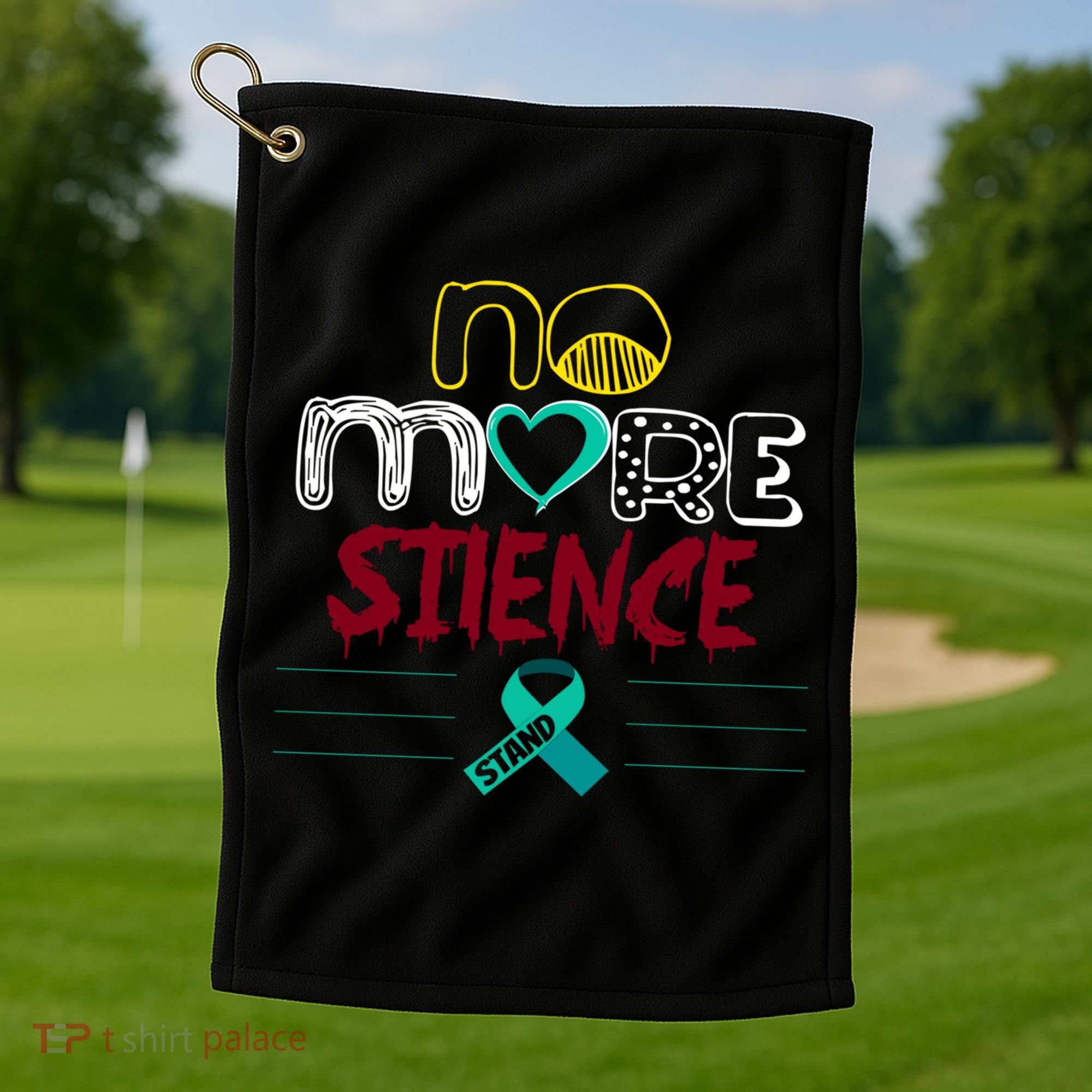 No More Sexual Assault Awareness Gift Teal Ribbon Gift Golf Towel