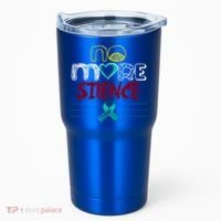 No More Sexual Assault Awareness Gift Teal Ribbon Gift Tumbler thumb 0