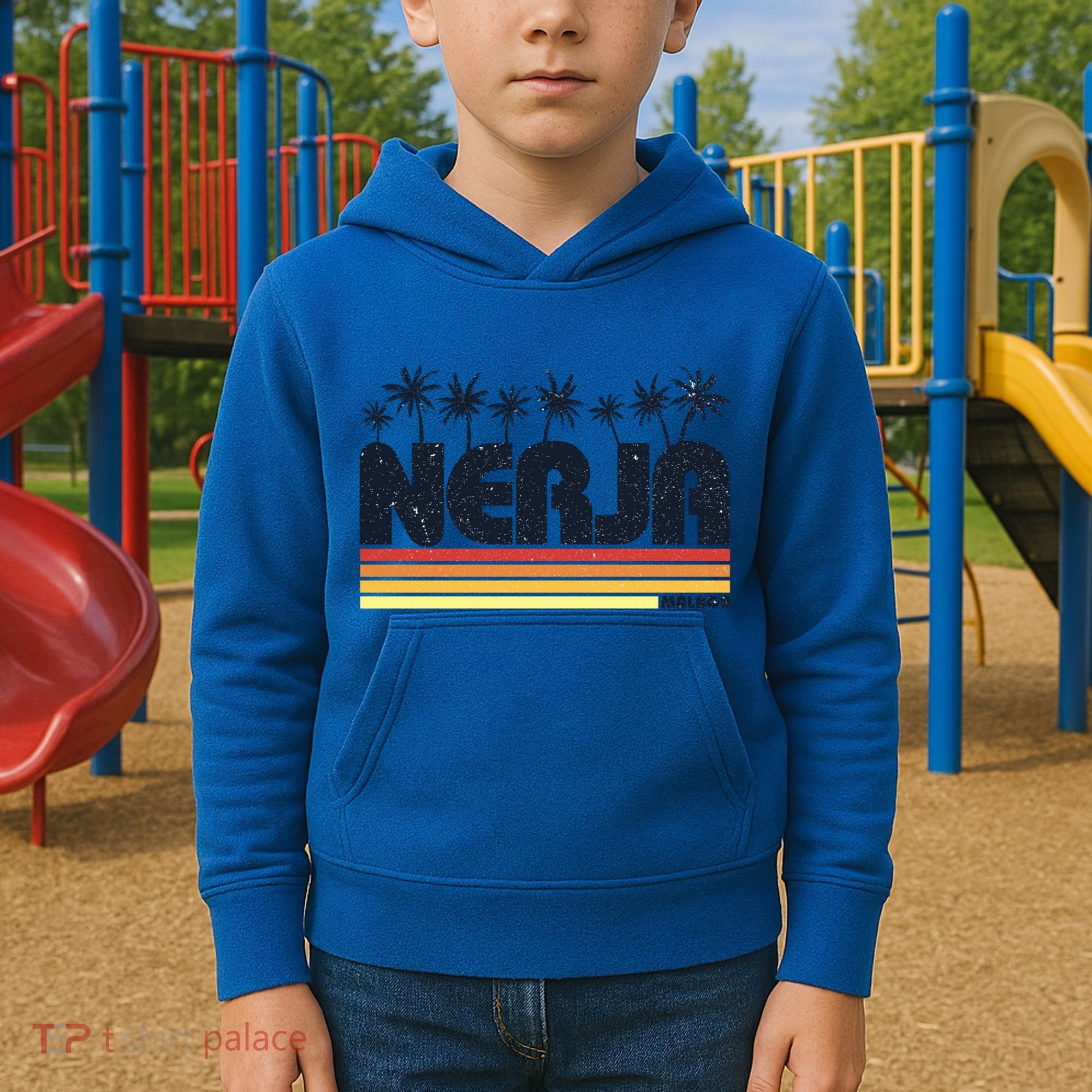 Nerja Malaga Spain Retro Tourism Gift Kids Hoodie