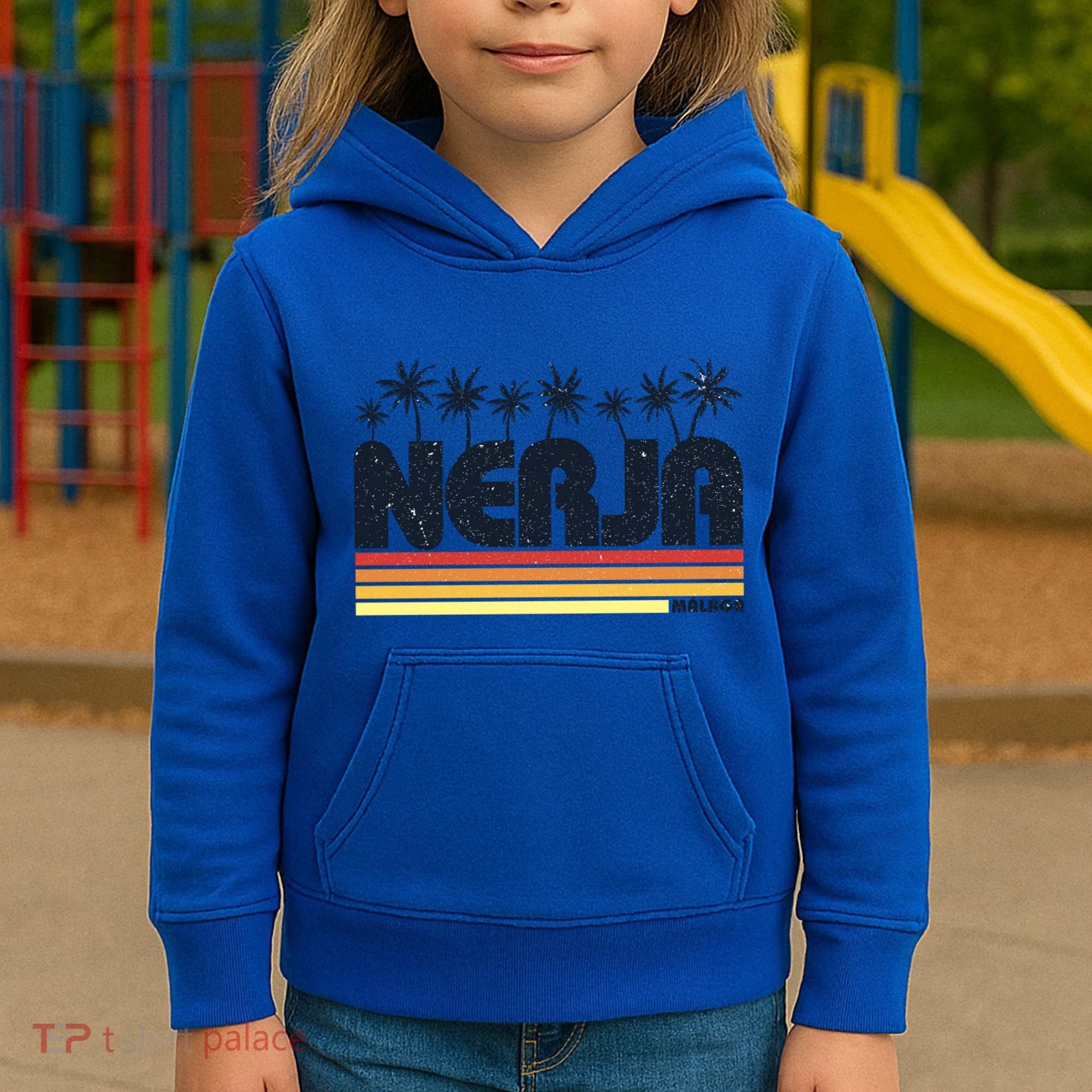 Nerja Malaga Spain Retro Tourism Gift Kids Hoodie