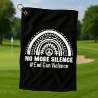 No More Silence End Gun Violence Awareness Month Orange Golf Towel thumb 1