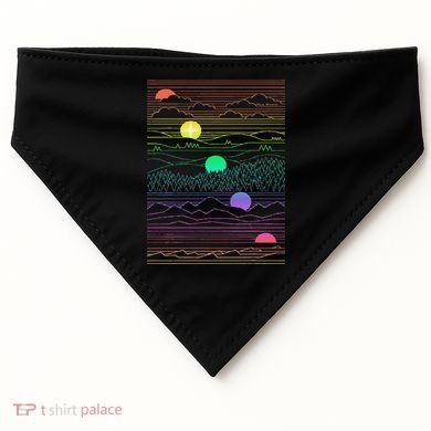 New Mexico State Zia Landscape Line Art Design USA-Made Doggie Bandana