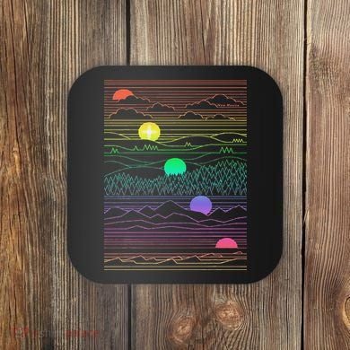 New Mexico State Zia Landscape Line Art Design Coaster