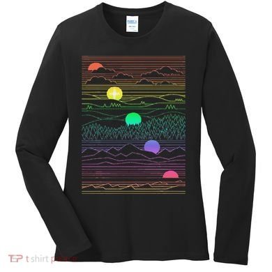 New Mexico State Zia Landscape Line Art Design Women's Long Sleeve Shirt