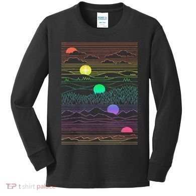 New Mexico State Zia Landscape Line Art Design Kids Long Sleeve Shirt
