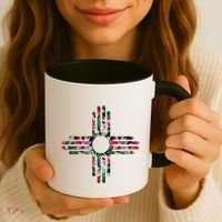 New Mexico State Zia Symbol Floral Print By Mcma Coffee Mug thumb 3