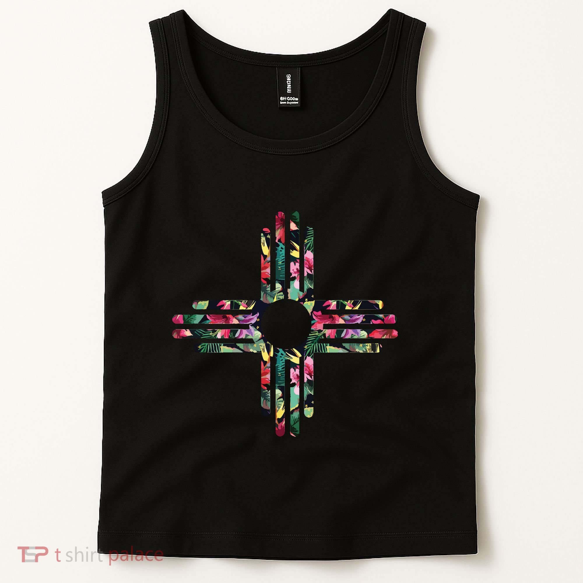 New Mexico State Zia Symbol Floral Print By Mcma Tank Top