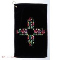 New Mexico State Zia Symbol Floral Print By Mcma Golf Towel thumb 0