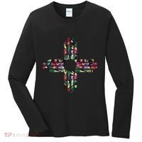 New Mexico State Zia Symbol Floral Print By Mcma Women's Long Sleeve Shirt thumb 0