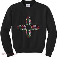 New Mexico State Zia Symbol Floral Print By Mcma Kids Sweatshirt thumb 0