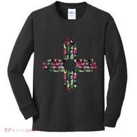 New Mexico State Zia Symbol Floral Print By Mcma Kids Long Sleeve Shirt thumb 0